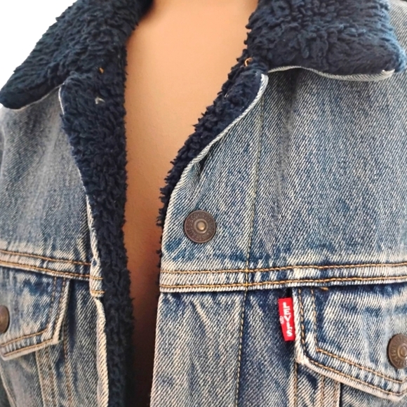 Levi's | Sherpa Denim Jacket | Navy Blue | Size Small - Picture 3 of 9